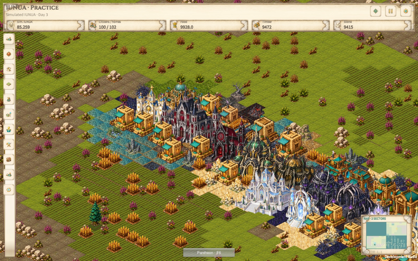 IUNUA Unity client showing an isometric coastal sector with the sovereign HUD