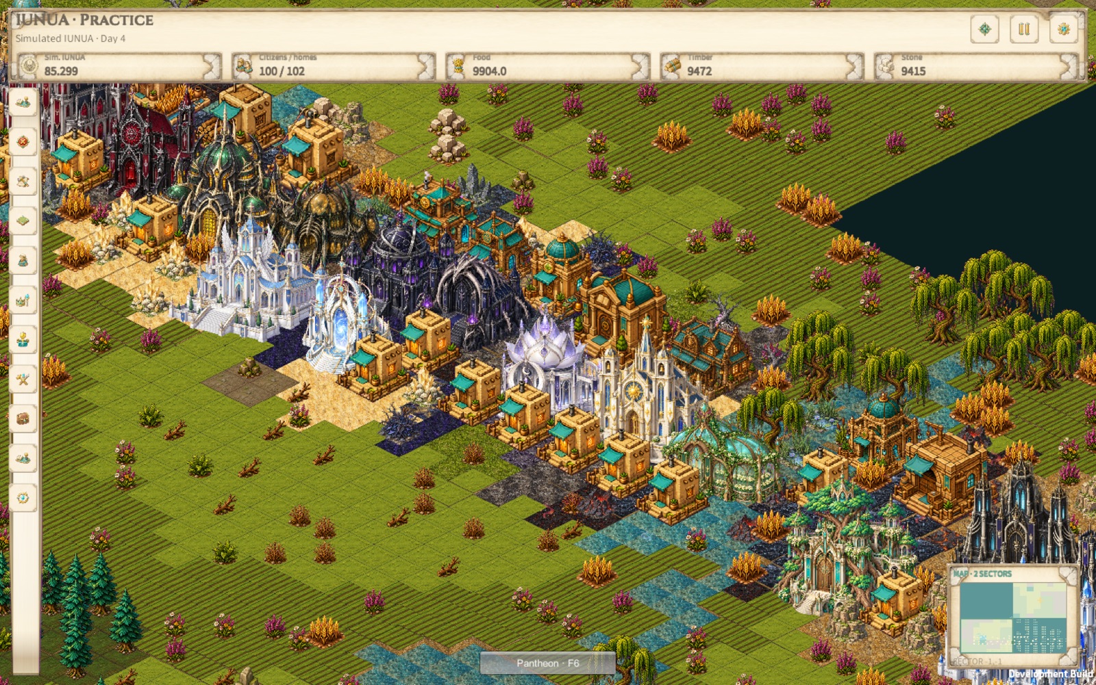 IUNUA Unity client showing a generated lake and surrounding forest